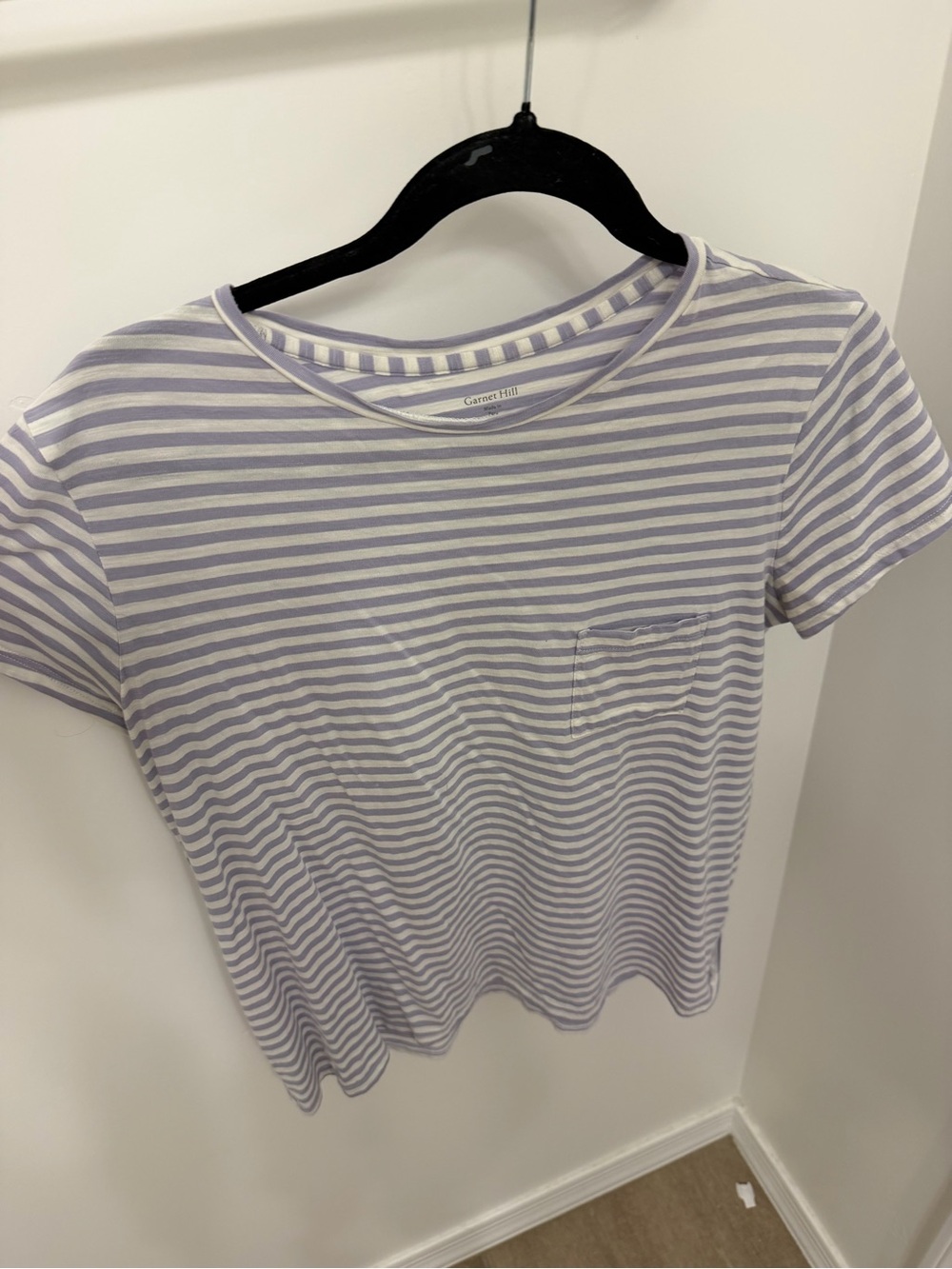 Garnet Hill Lavender & White Striped Pocket Tee